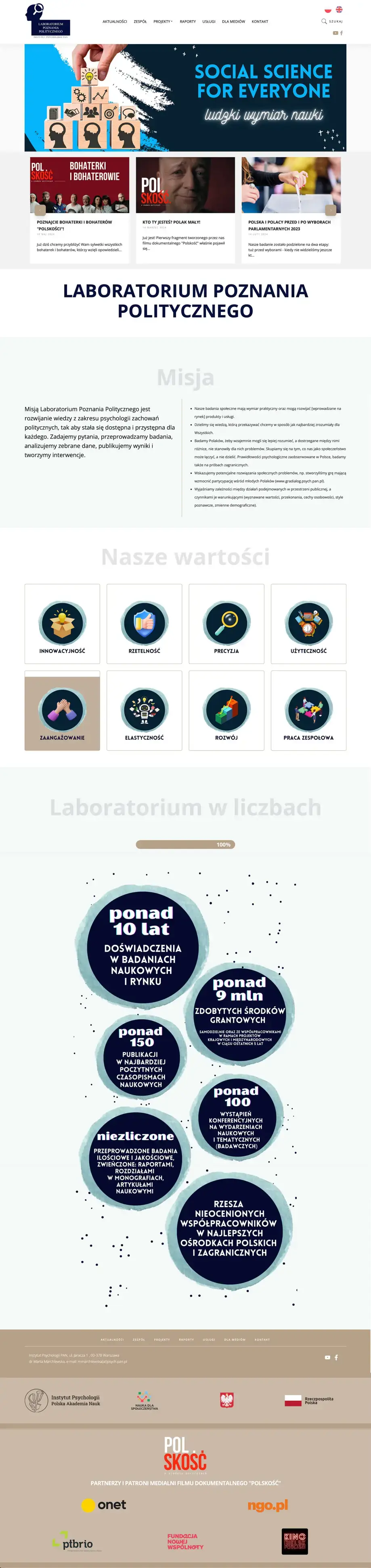 Strona WWW Laboratorium Poznania Politycznego PAN - projekt i wykonanie - CMS Joomla